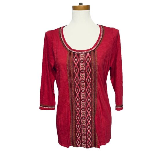 J.JILL Embroidered Pullover 3/4 Sleeve Top Women's Medium - Picture 1 of 6